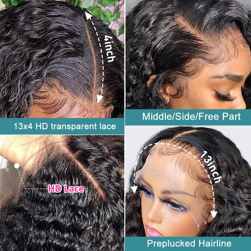 Bling Hair Deep Wave 13x6 Lace Frontal Wig 180% Density Hd Transparent Lace 13x4 Kinky Curly Lace Frontal Human Hair Wigs For Women