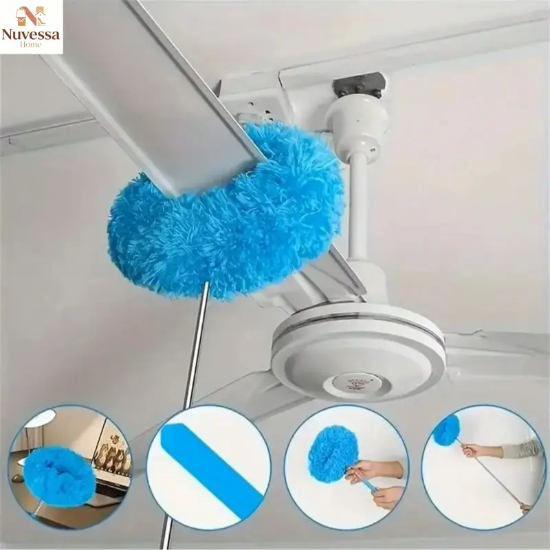 NUVES 1pc Ceiling Duster with Extendable Pole - Detachable Easy Cleaning, Ideal Home Use Dusters Cleaning Air Compressor Extendable Handle Duster