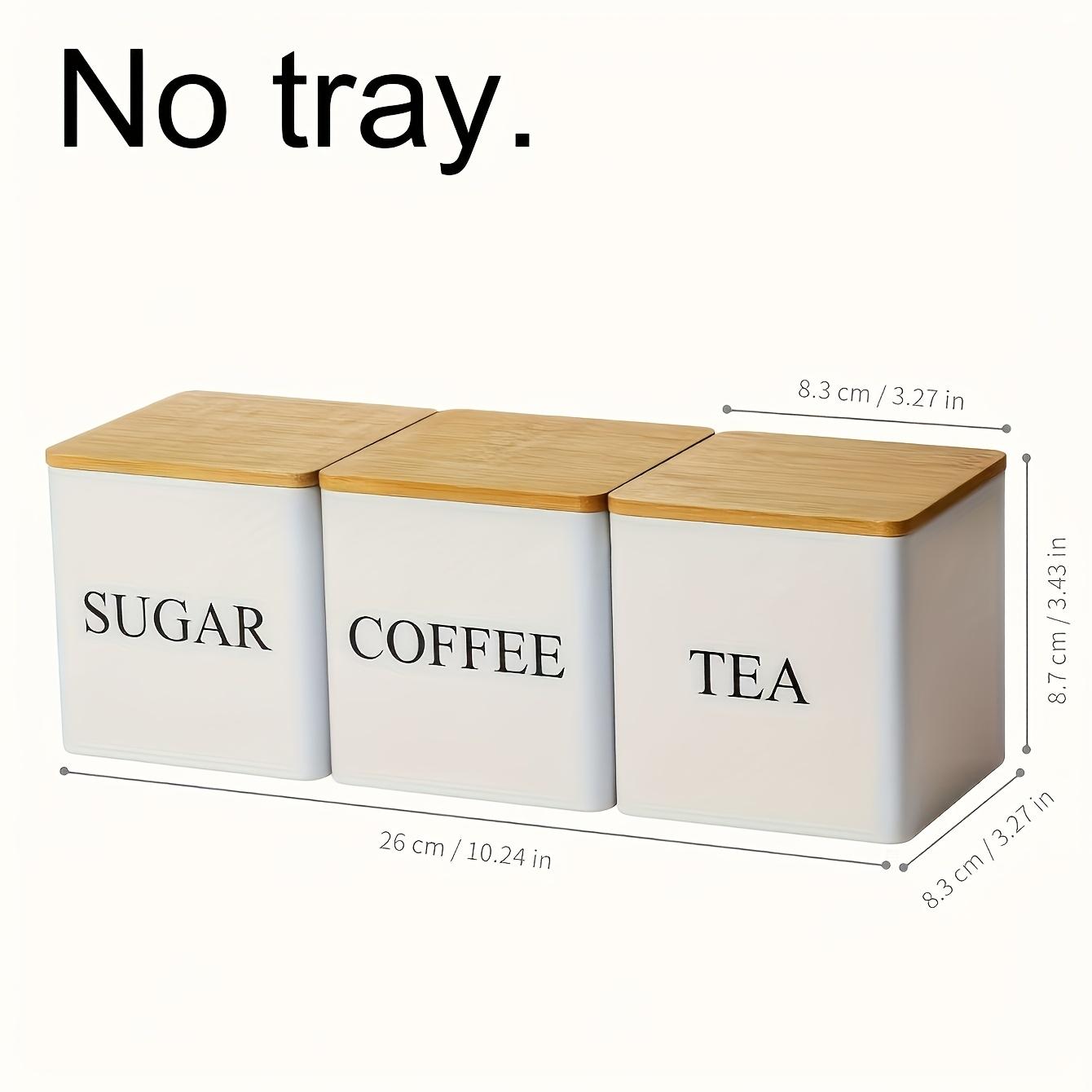 3-piece black and white storage jar set, metal containers for coffee beans, sugar, and tea, kitchen utensils, durable multi-purpose storage box