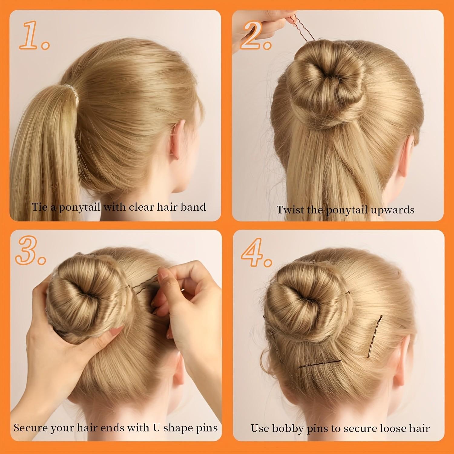 300 Piece Hair Clip Set with Box, Includes 100 Women's Clips, 100 Transparent Bands, 100 Metal U-Shaped Pins, Ideal for Braids and Thick Hair