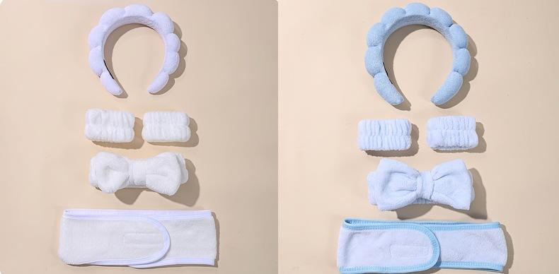 bubble headband dallas Cloud Headband, Water-Proof Wristbands, High Cranial Top Solid Color Hair Bands, Makeup & Face Washing Hair Hoop Hair Accessory Set