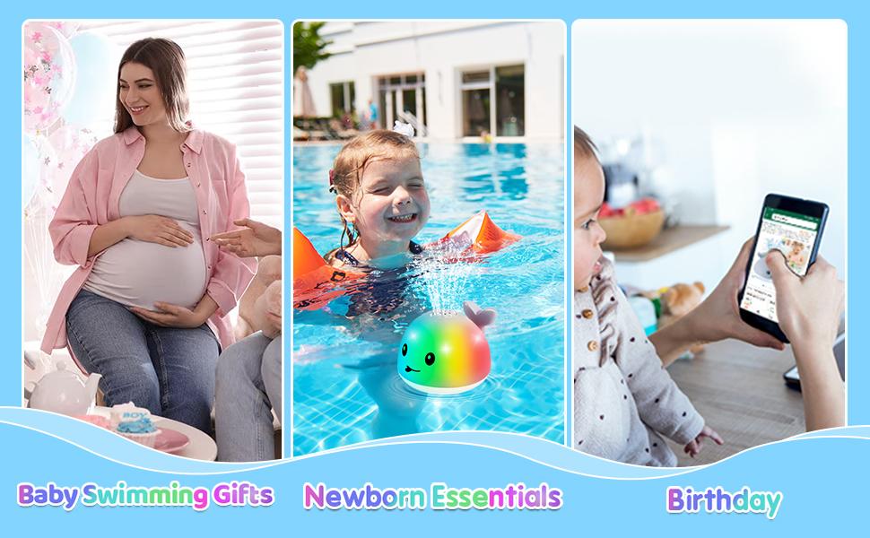 Whale Pool Toy, Rechargeable Pool Fountain Toy , Water Spray Toy with Light for Kids, Water Toy, Waterproof Swimming Toys Sprinkler for Kids, Birthday Christmas Halloween Gifts