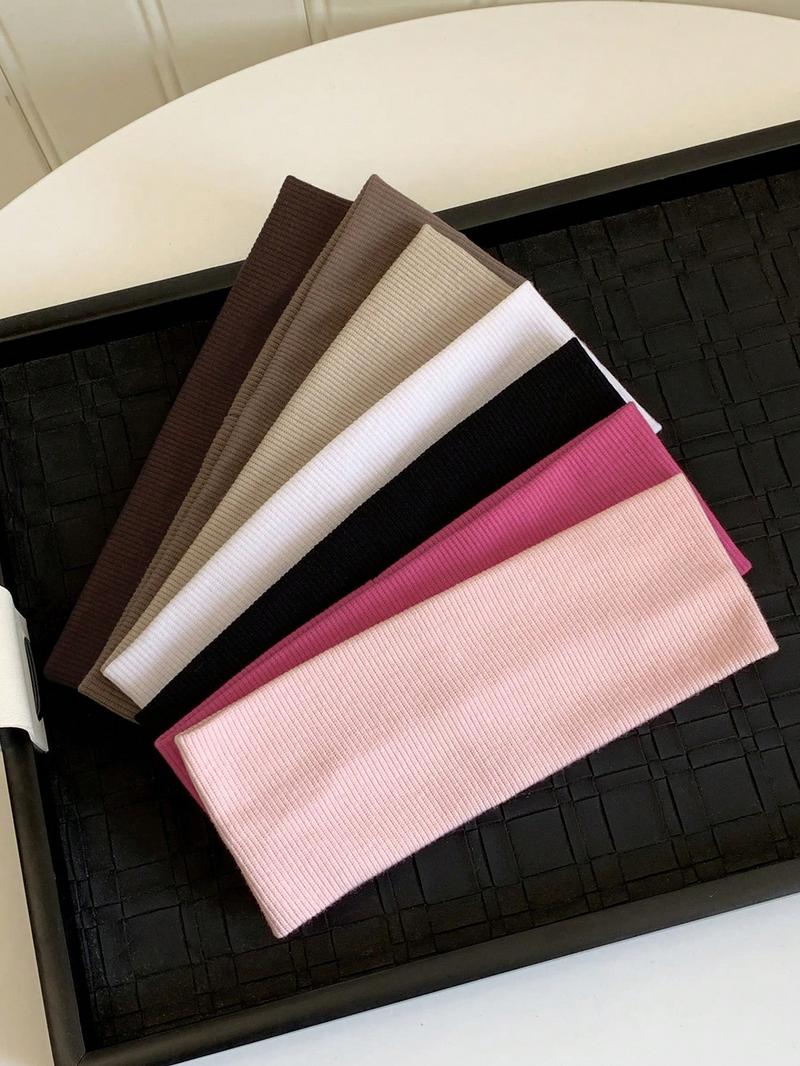 Solid Color Knitted Hair Band, High Elasticity Hair Band, Sweat Absorbing Hair Band, Casual All-match Hair Accessories for Women & Girls, Elastic Headbands, Workout Headband