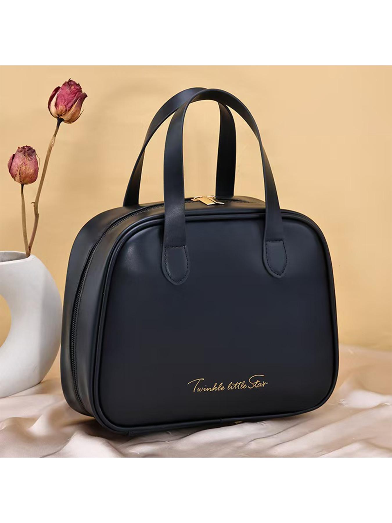 High-End PU Makeup Bag, Large Capacity Travel Cosmetic Organizer, Multi-Functional Bathroom Storage, Portable Partitioned Washbag