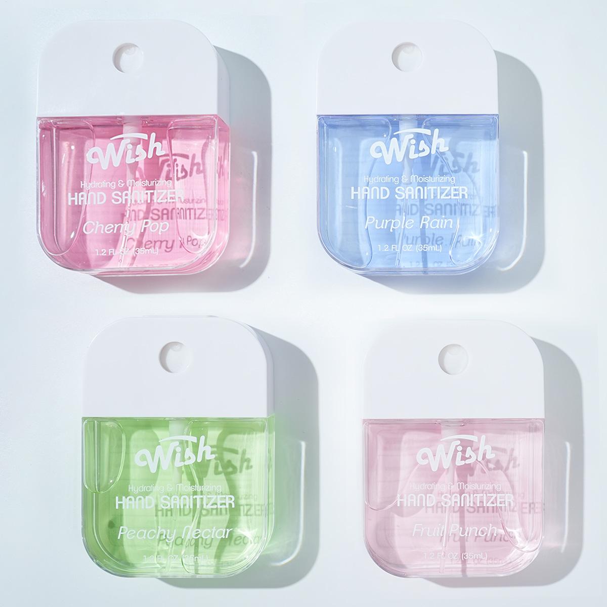 Wish 1.2 fl oz Liquid Hand Sanitizer Spray With Bag, Pocket Hand Sanitizer Bottle, 500-Sprays Each, Portable Hand Sanitizer Spray, 4 Flavors Travel Size Soft Care