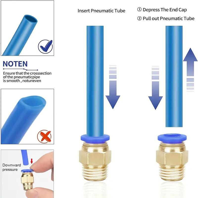 25-Piece Pneumatic Quick Connect Set, High Strength Copper Body, Blue Rubber Seal, 360 Degree Rotation, Fast Installation & Removal