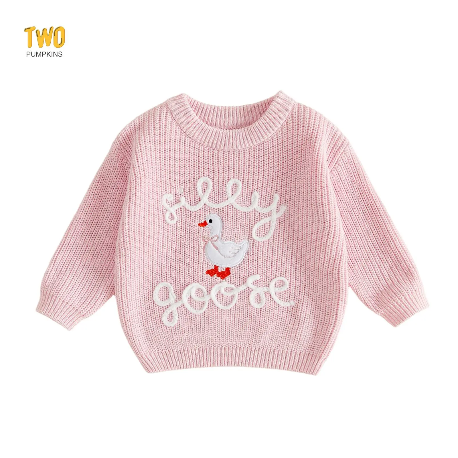 Baby Girl Sweater Goose Knit Sweatshirt Toddler Infant Newborn Top | Bow Duck Long Sleeve Knitted Oversized Crewneck Pullover Sweaters Chunky Warm Fall Winter Clothes Cute Birthday Outfit