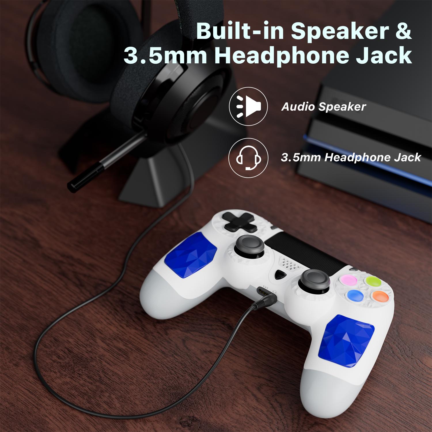 Wireless PS4 Controller for PS4/PC/Android/iOS, With Double Vibration, Six Axis Gyro, Touch Pad, Speaker, Playstation Gamepad White Gaming Items