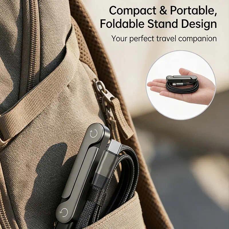 Invisible Holder Charger Cable with Stand, 240w super fast charging 2-in-1 Fast Charging Cord & Phone Stand for Gaming, Office, Car Travel, Compatible with Type-C charging cable Black, Cellphone Electronic