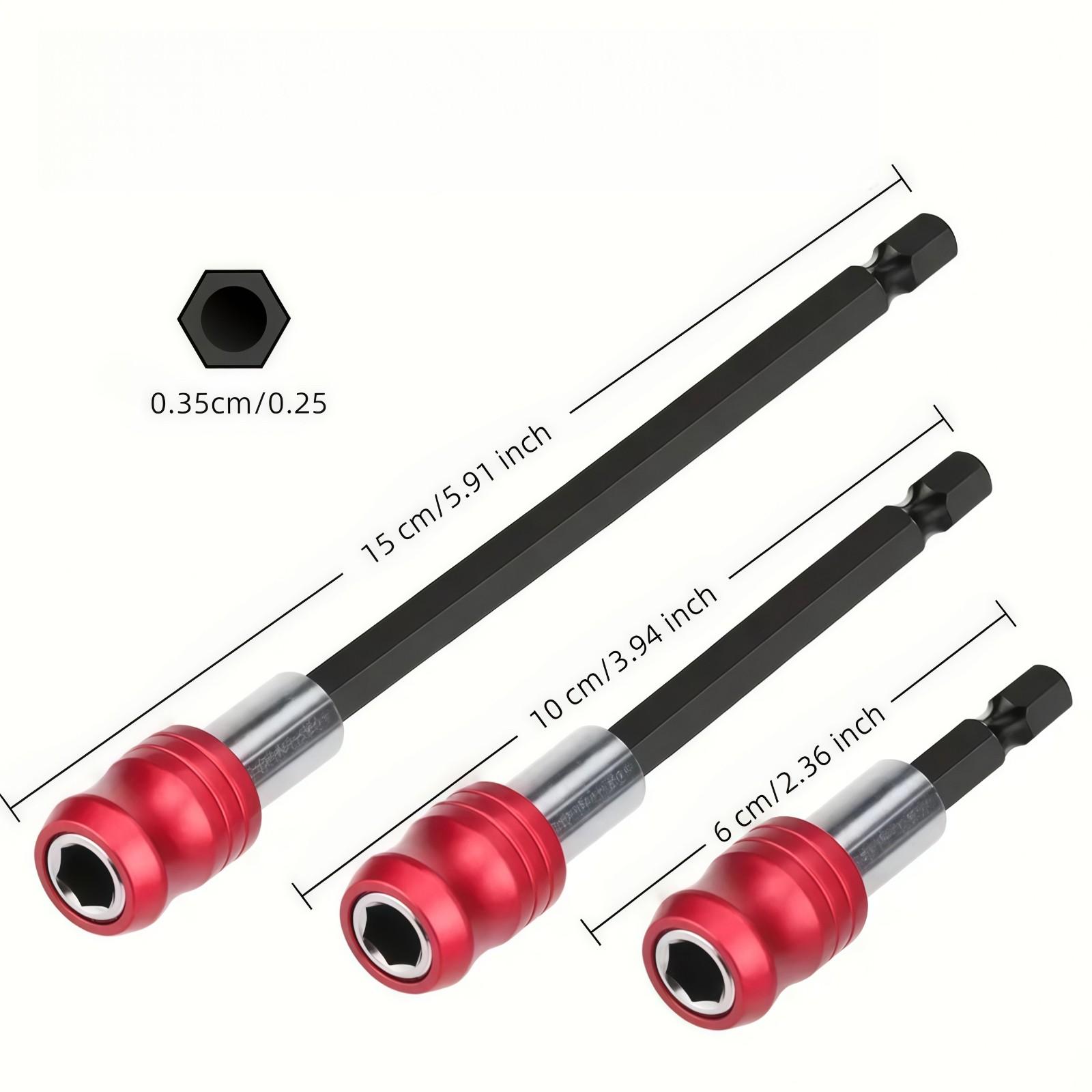 3 Piece Drill Bit Extension Set, Quick Release Magnetic Screwdriver Holder, Impact Driver Bits Kit, 1/4 Inch Hex Shank Adapter, Tool Accessories