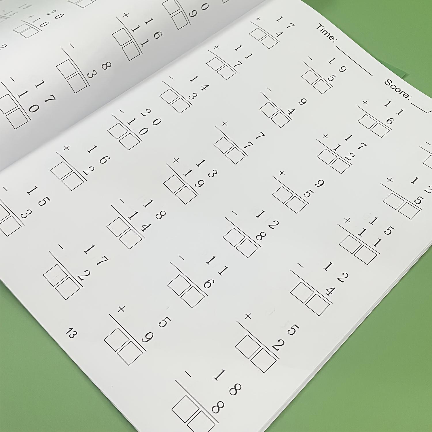 32-Page children's math workbook, multiplication, division, addition and subtraction within 1000, math learning, practice activity worksheet, School Supplies