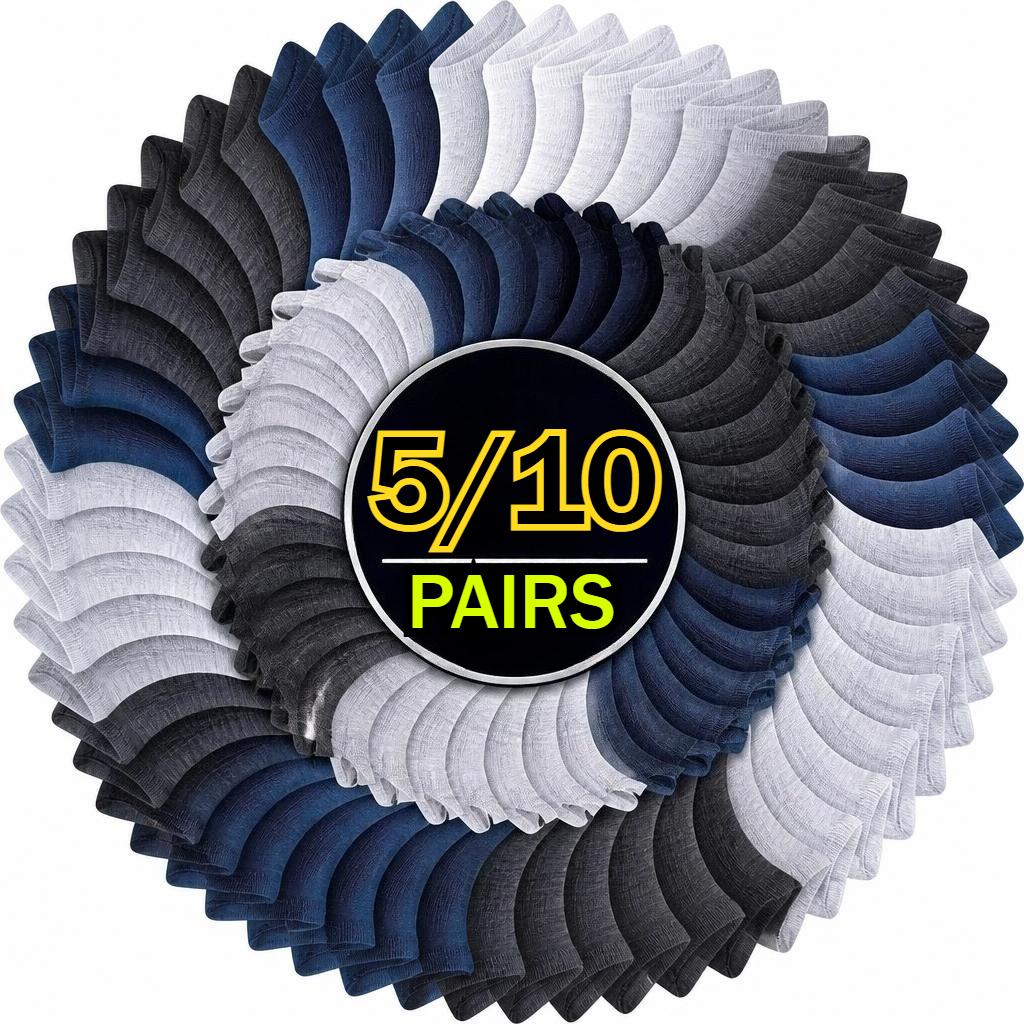 5/10 Pairs Men's Sports Socks, High-performance Running Socks with Arch Support, Men's Training Gym Moisture Absorbing and Breathable Sports Socks, Men's Outdoor Socks, Keep Fit, Black and White