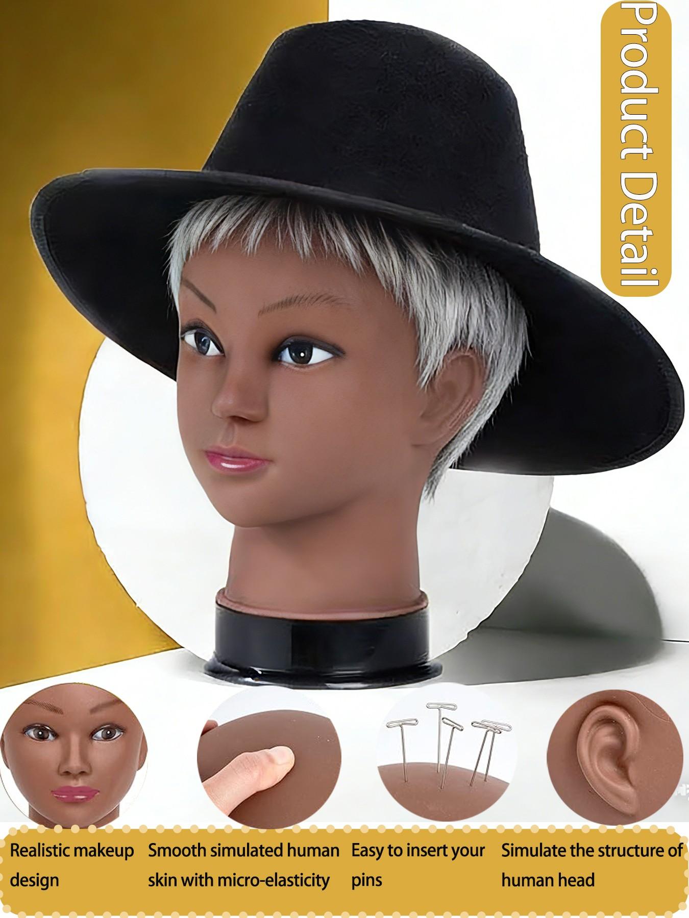 Professional Bald Mannequin Head for Makeup Practice, Wig Display, Hat Helmet Glasses Holder, Includes Free Clip Stand