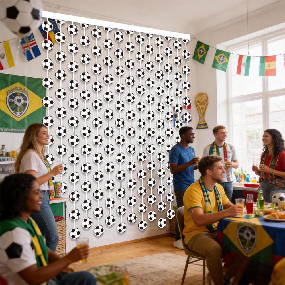 2 Meter Football Rain Curtain, World Cup Theme Party Decoration, DIY Background String Curtain Door Curtain, Usa Mexico Soccer Decor