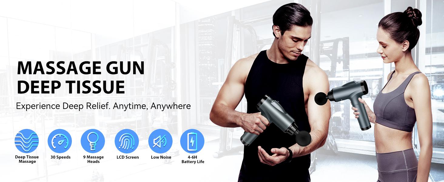 30 Speed Deep Tissue Massage Gun (M68-7) - 9 Heads for Knee Foot Neck Back, Massage Device for Pain Relief & Recovery, Perfect Gift