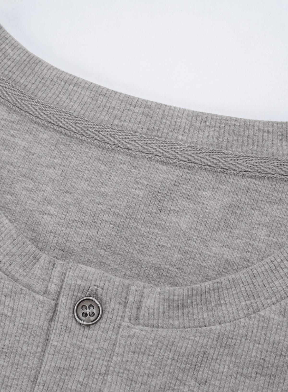 TUREFACE Men's Plain Muscle Slim Fitted Henley Shirts Crewneck Longline T-Shirt Gym Workout Athletic Shirt Tees with Button Menswear Casual Tops, Men's Classic Streetwear Clothing for Daily Wear, Fall Fashion Outfits 2025