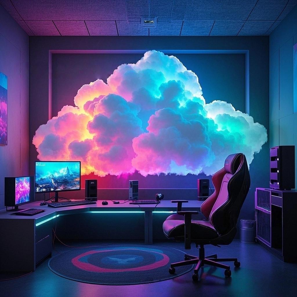 USB Powered 3D Cloud Light, Colorful Ambiance Lamp, Button Control, Multi-Color Fantasy Design, RGB Music Sync, Sound Sensor, DIY Hanging Decor