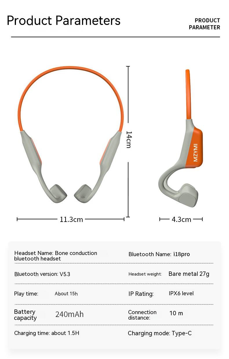MZYMI i18pro Bone Conduction Headphones Wireless V6.0 Open-Fit Ear Clip with Microphone 12 Hours Battery Life IPX6 Water Resistant Sports Headset for Running Fitness Cycling #TikTokShopBlackFriday