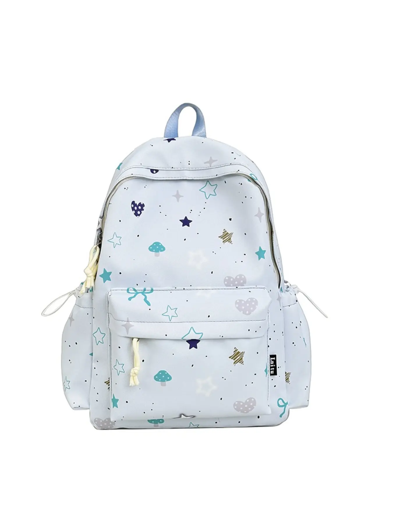 Cute Star Heart Print Backpack for Women, Fresh Casual Large Capacity Student Bag, Lightweight Nylon Travel Backpack