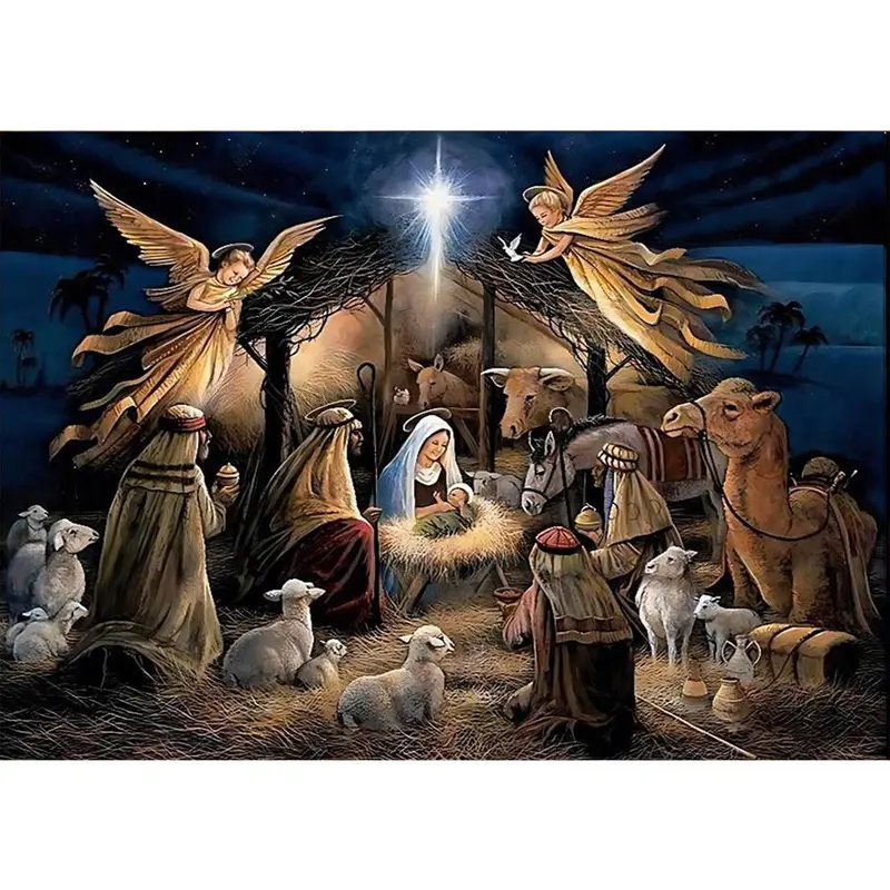 Religious Themed DIY Diamond Art Painting Without Frame, DIY 5D Diamond Arts Painting Kit, Wall Art Decor For Home Living Room Bedroom