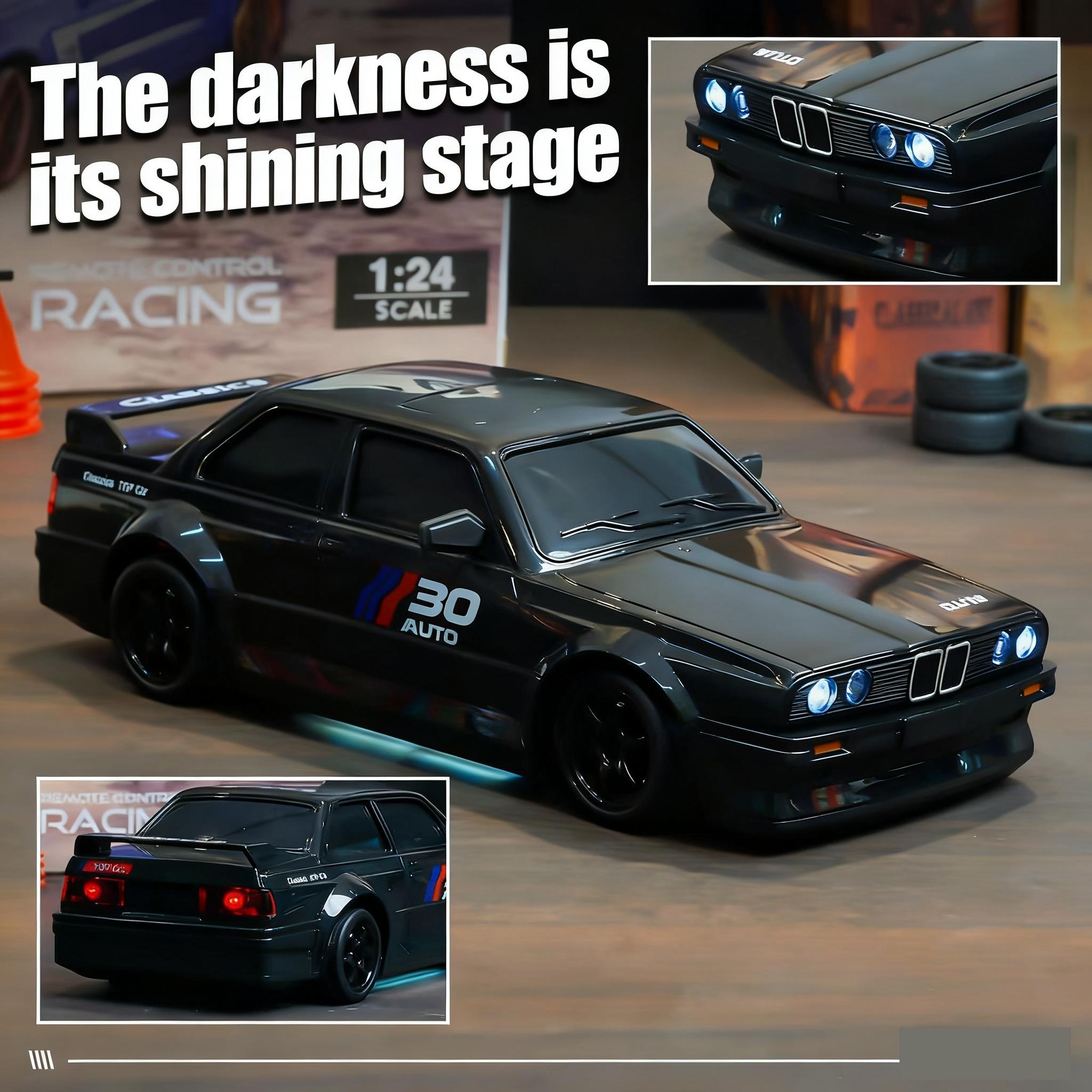 1:24 Scale Remote Control Drift Car - 2.4GHz 4WD RC Drift Car with LED Lights & Tires - Remote Control Racing Car, Perfect Birthday Gift for Kids