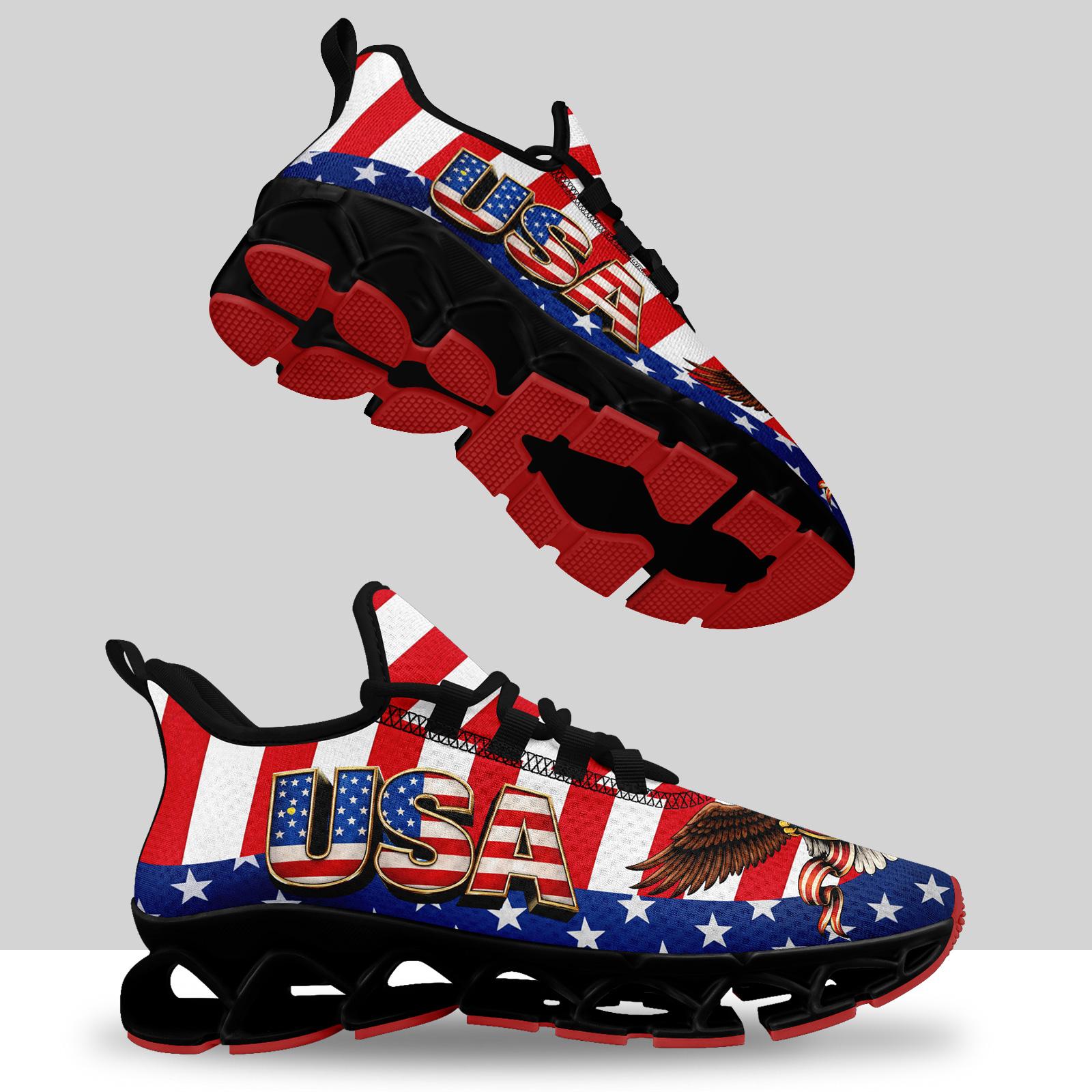 Men's Patriotic US Colors Sports Shoes, Stylish Breathable Blade Sneakers, Comfortable All-Day Wear Casual Walking Shoes
