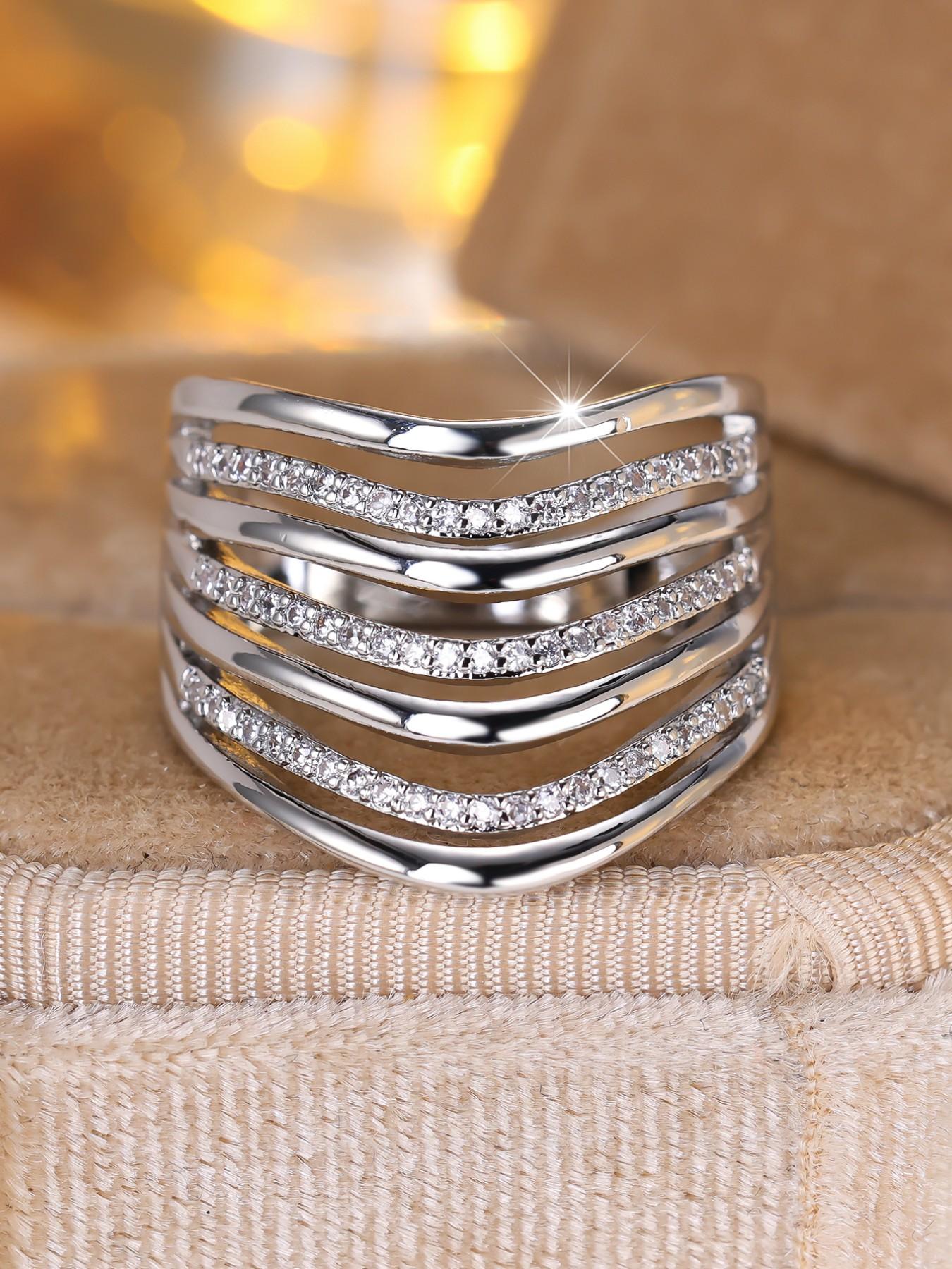 Exquisite Multi-layer Engagement Ring - Fashion Synthetic Zirconia Stackable Rings for Women & Girls, Perfect for Wedding Jewelry Engagement Ring, Daily Wear Anniversary Valentine's Day Gift