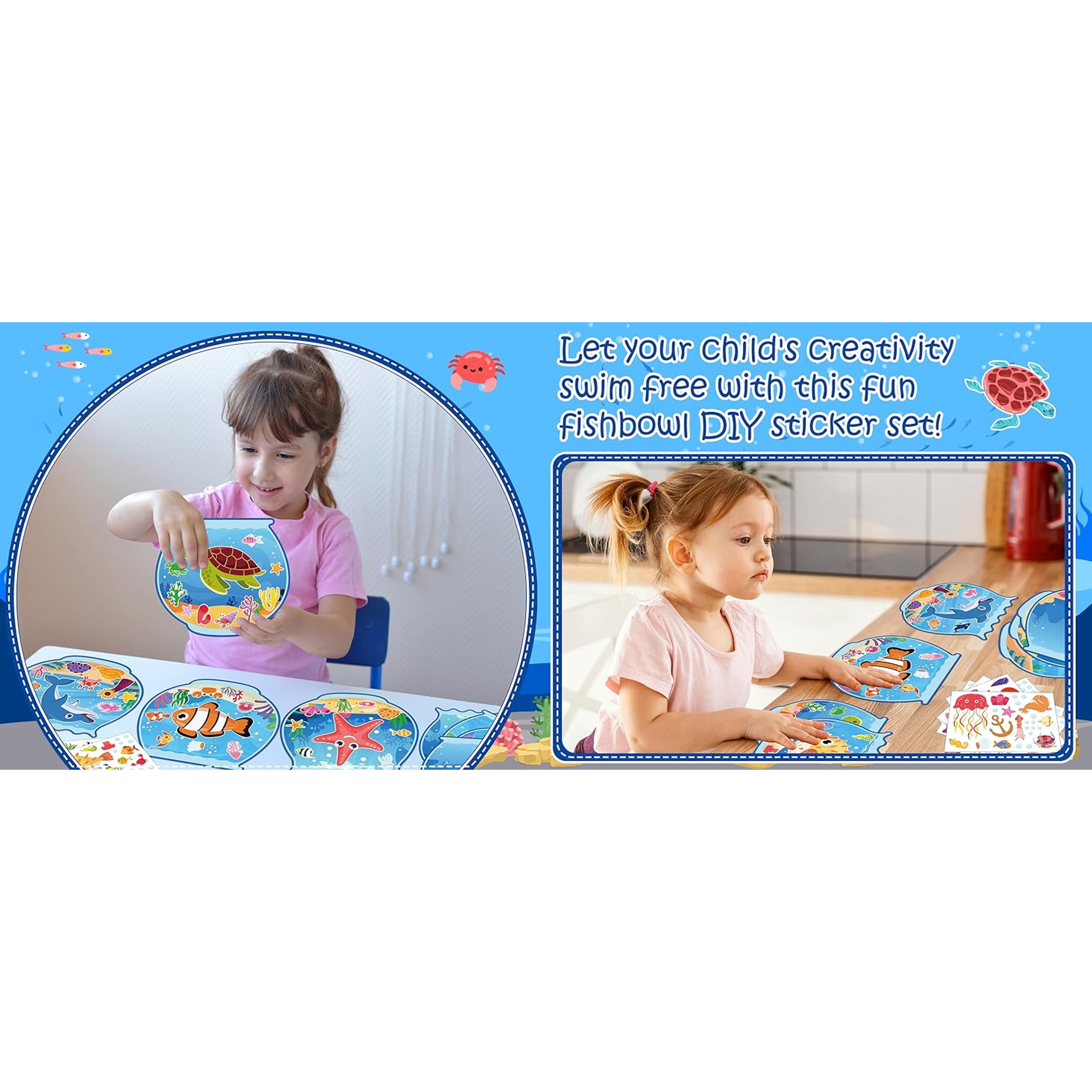 32pcs Summer Activities Crafts for Kids - Under the Sea Ocean Animal Stickers Kits Bulk, Make Your Own Scene Art DIY for Party Games, Classroomfidget toys
