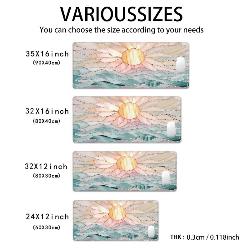 Extra Large Sunlight Waves Mouse Pad Pastel Colorful Gaming Mouse Pad 35x16 Inch Extended Mousepad Computer Keyboard Mousepad Suitable for Families, Offices and Schools. Perfect Gift for Family Members and Friends
