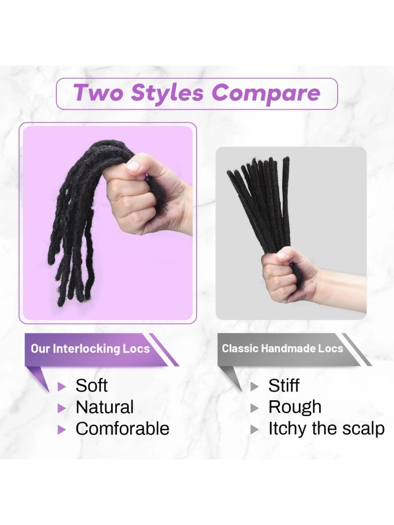 Human Hair Dreadlock Extensions Full Handmade Dreads Extensions Loc Extensions for Women/Men Can Be Dyed Curled Bleached (4-16 Inch 0.6cm 10-100 Strands)