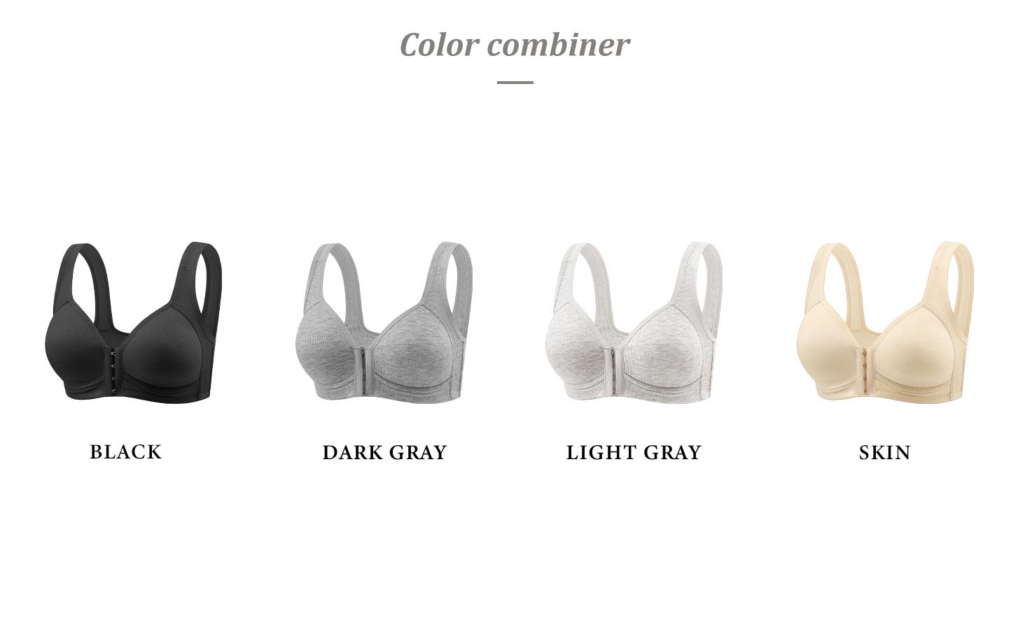 4 Pack Adjustable Easy-Hook Front Closure Push-Up Bra, Wire-Free Seamless with Side Support for Smoothing Lightweight Comfort in Spring & Summer SpringStatements