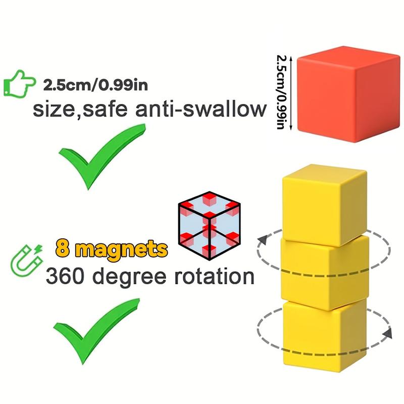 Magnetic Building Blocks Toy, Magnetic Building Set, 2.5cm 3D Sensory Toys for Boys and Girls, Finger Exercise for Kids 3-5 4-8 Years Old, Christmas Gift