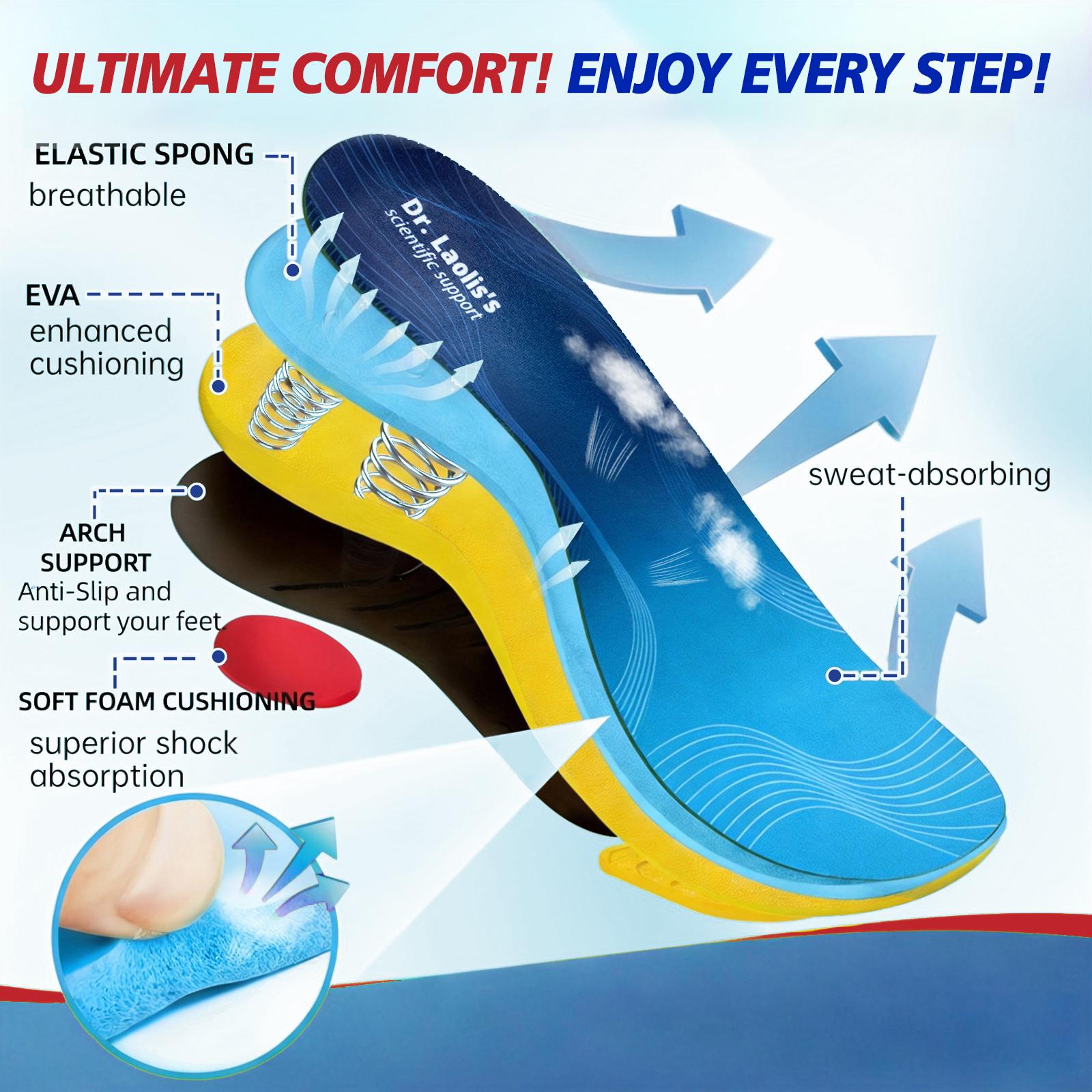Dr.Laolis's Plantar Fasciitis Feet Insoles for Men & Women, Heavy-Duty High Arch Support  Insole, Shock-Absorbing Insoles, Orthotic Insoles, Trim-To-Fit Design, Ideal for Running, Hiking, Work Boots, Shoes, Footwear, Foot Pads