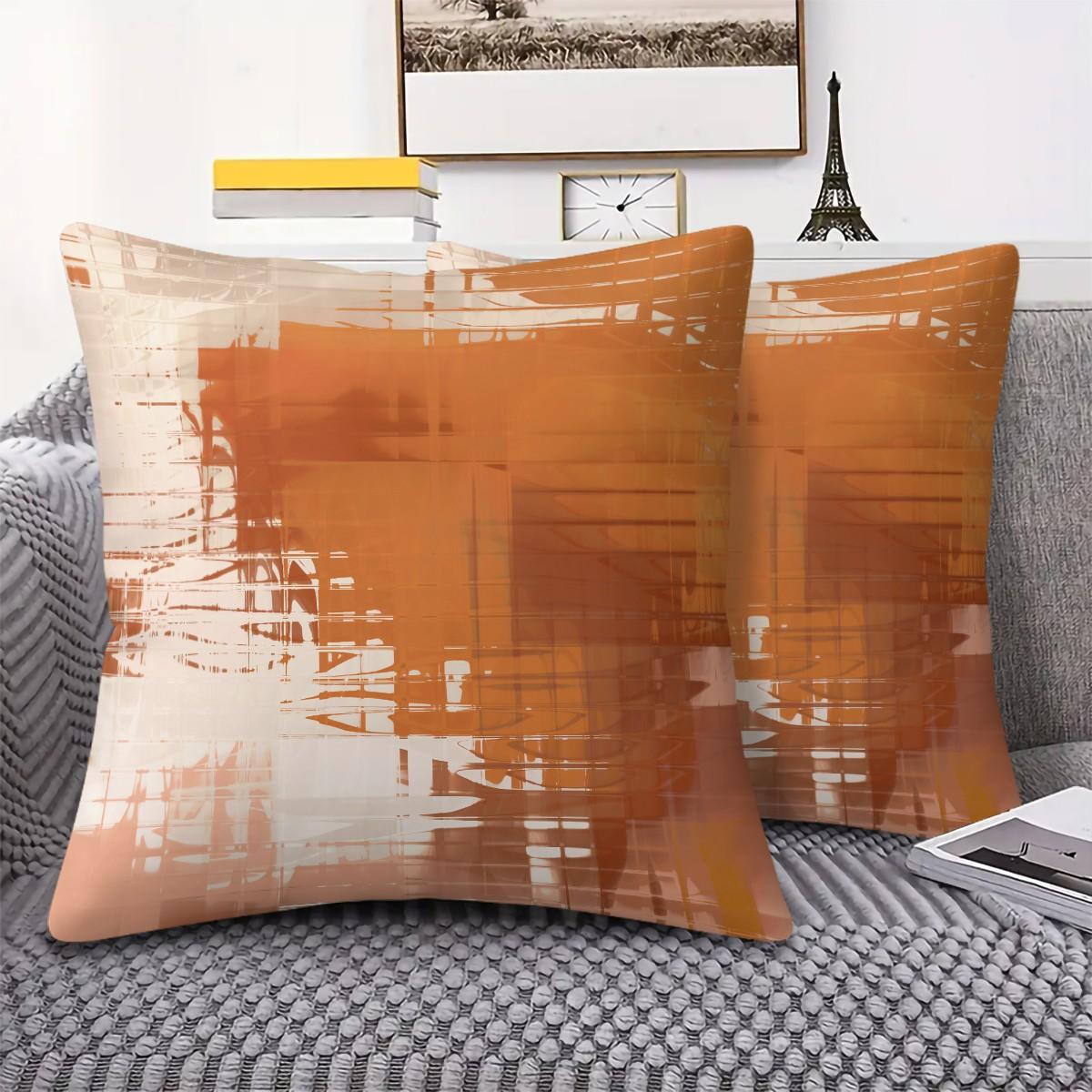 Orange Abstract Brush Stroke Throw Pillow, Modern Art Cushion, Boho Aesthetic Accent Pillow (Includes Pillow Core), Decorative Pillow for Bedroom, Sofa & Dorm