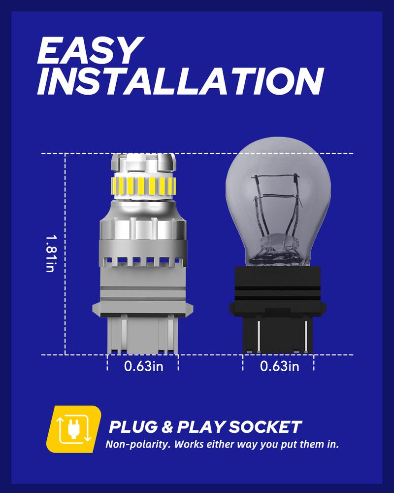 AUTOONE 3157 LED Bulb White, 3156 3057 4157 LED Reverse Light Bulbs Super Bright for Back Up Reverse Tail Brake Parking Lights, Pack of 4