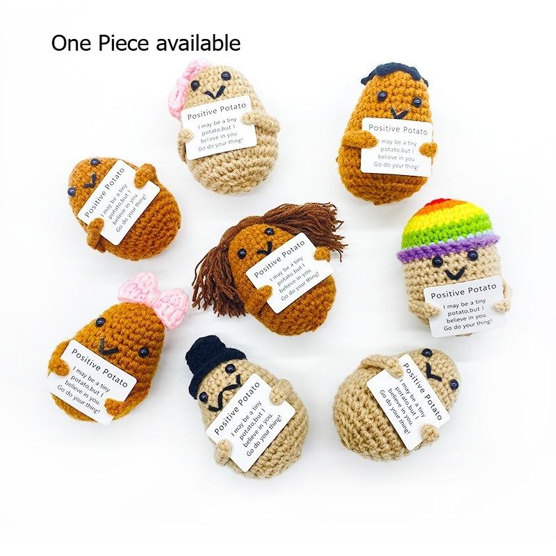 Rainbow crochet potato doll, soft emotional support toy, quirky positive energy emoji pack, cute home and office decor gifts suitable for Christmas, Valentine's Day, Halloween, Easter, and Children's Day gifts