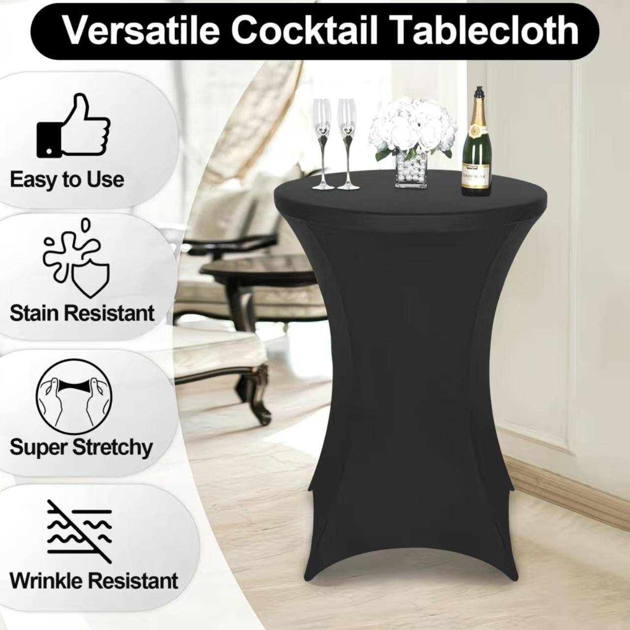 Cocktail Table Covers, 1 Count Solid Color Fitted Stretch Table Covers, Suitable for Bar Table Pub Table, Party Wedding Supplies