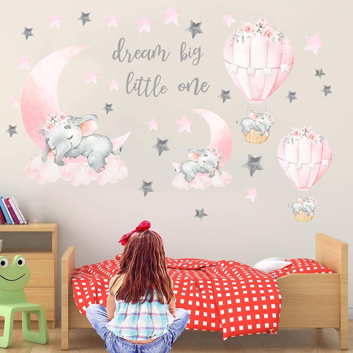 Teddy Bear Cartoon Wall Sticker, Vinyl Wall Art Decals for Baby Kids Room, Peel and Stick Nursery Decor, Living Room Home Decoration