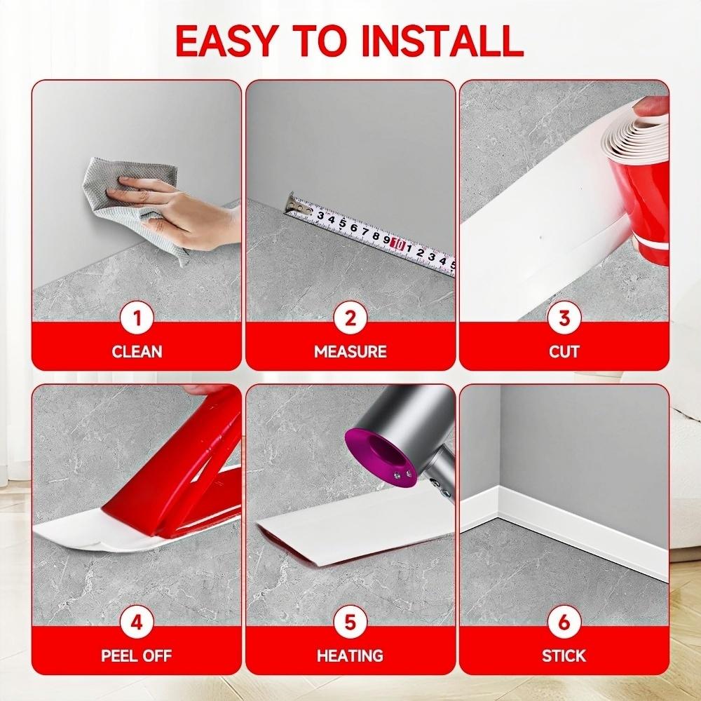 2-meter PVC Self-adhesive Flexible Skirting Board, with A Total Width of 8CM, Soft Skirting Board Decoration, Self-adhesive Flexible Substrate Molded Decorative Strip