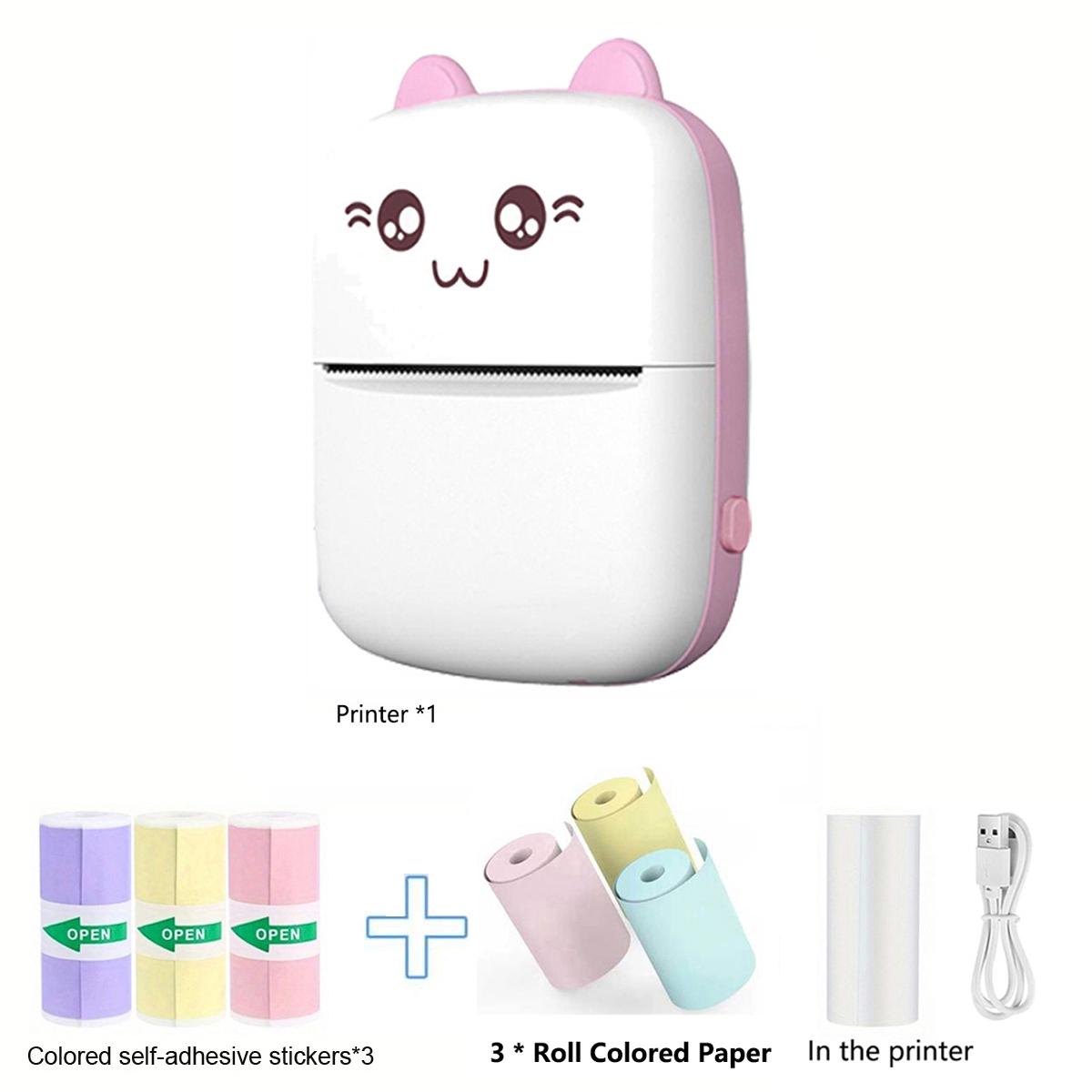 Wireless Mini Printer, Thermal Inkless Sticker Maker, Includes 6 Rolls of Paper, Ideal for Notes, Photos, Lists, School, Office, Home DIY Gifts