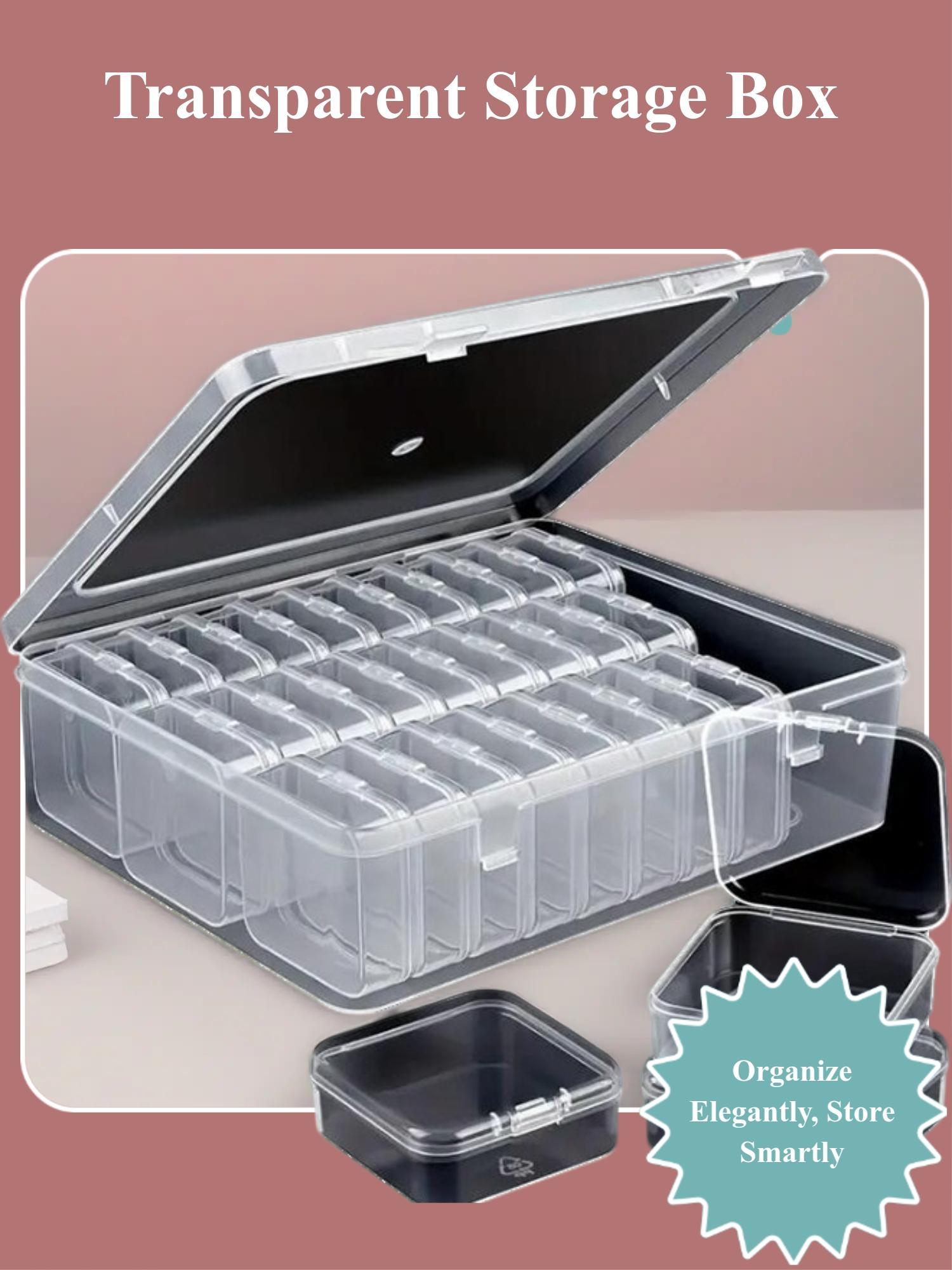 Transparent Plastic Storage Box, 30 Grid Small Square Case, Bead Accessories Organizer, Bead Storage Containers, Nail Jewelry Decorations Holder, Miscellaneous Set, Compartment