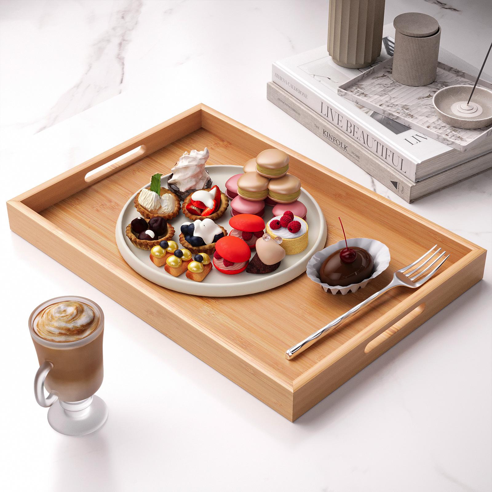 Flat Bamboo Rectangular Storage Tray, for Water Cup, Coffee Cup Storage, Hotel Restaurant Tea Set, Home Daily Plate, Tableware