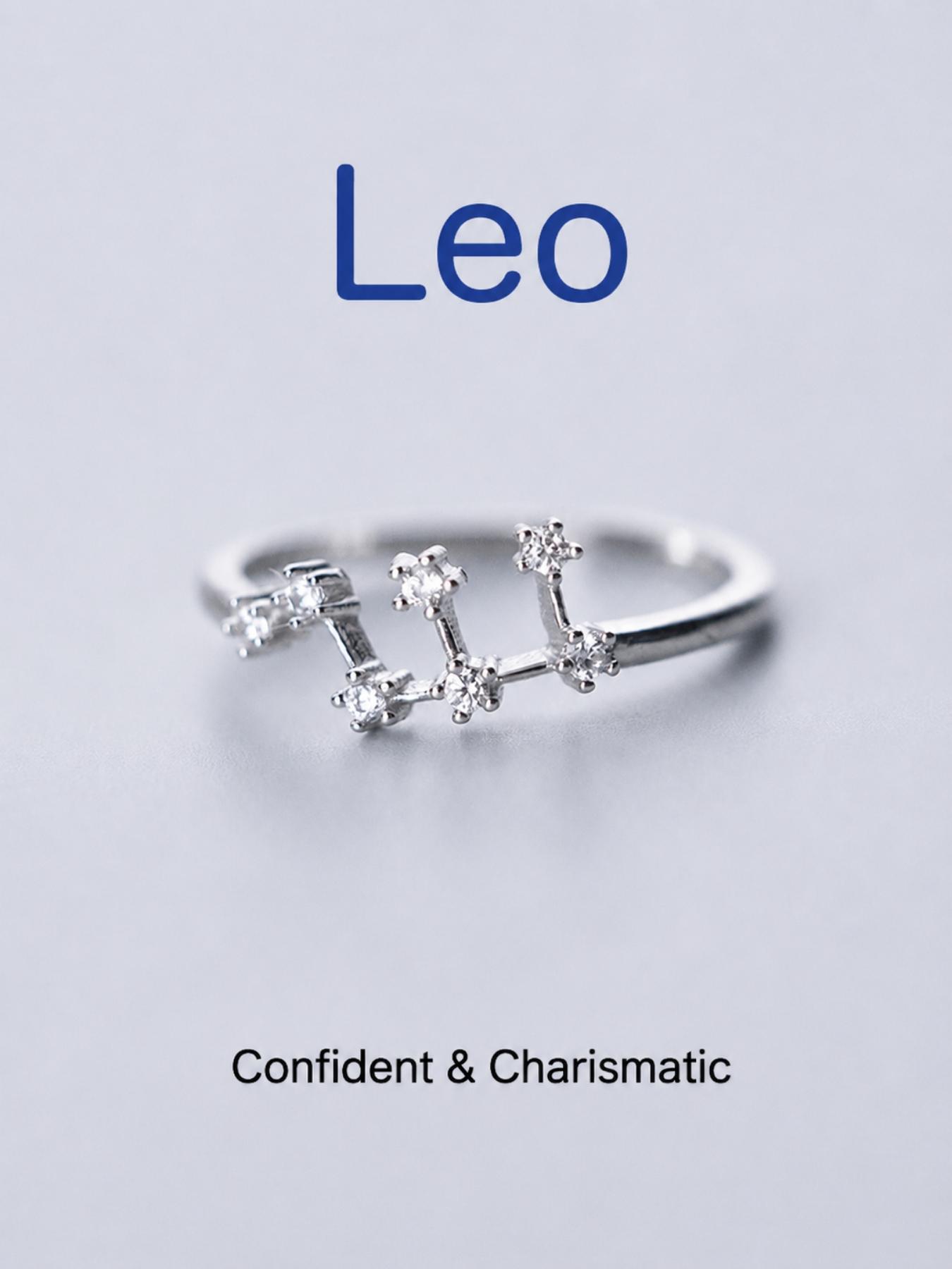 12 Zodiac Constellation Rings Set, Adjustable Open Star Sign Rings, Silver Tone Astrology Jewelry for Women, Fashion Ring