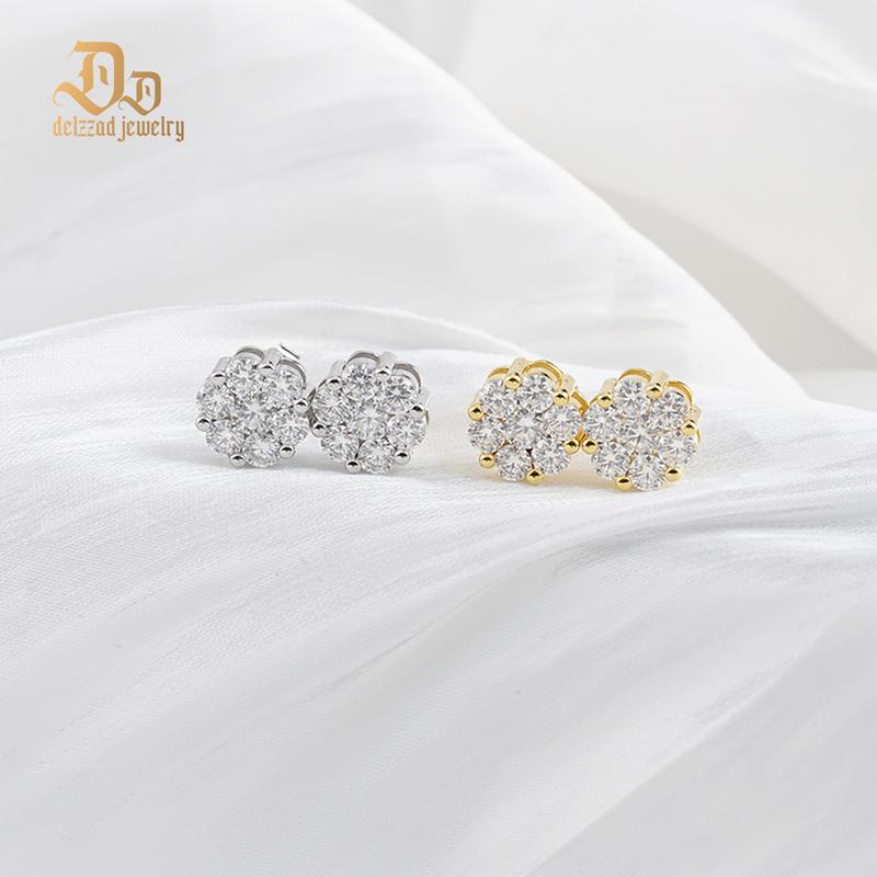 Delzzad Bling Flower Cluster Earrings D Color Synthetic Moissanite S925 Stud Unisex Earrings Perfect for Any Occasion & Everyday Wear Birthday Anniversary Mother's Day Christmas Gifts for Men Women