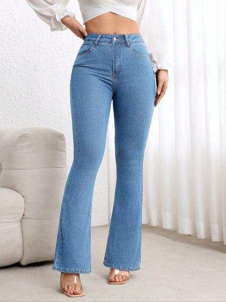 Women's Slim Fit Flare Pants, Multi-Color, Fashionable Comfort Design, Casual Wear, Daily Style, High Waist, Button Fly, All Seasons