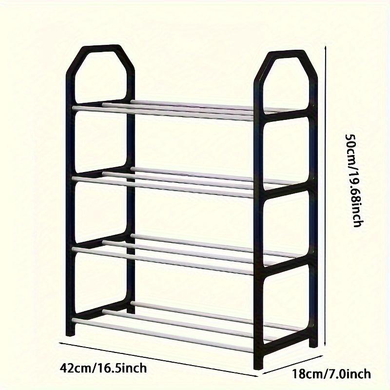 Space-Saving Four-Tier Shoe Rack, Durable Metal Plastic Storage Shelf, Compact Design for Shoes and Boots, and, Ideal for Balcony and Small Spaces