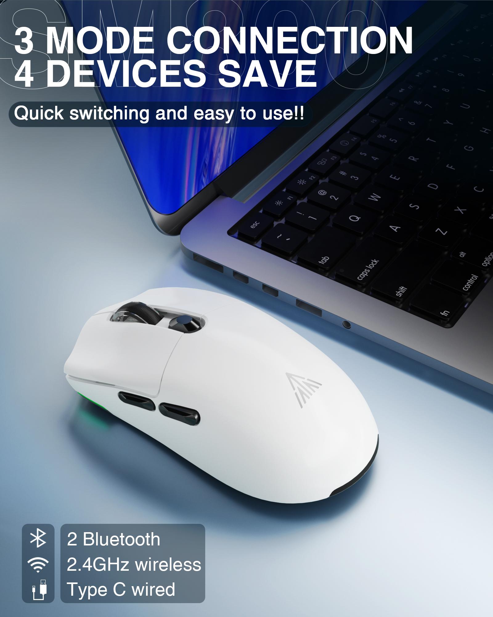 Aula X Solakaka SM800 Ultra-Lightweight Wireless Gaming Mouse, 26K DPI,58g Lightweight , Tri Mode Type-C Wired/BT/2.4GHz Wireless Mouse,Programmable Buttons,Compatible with PC/Mac/Laptop,Black Ergonomic Optical Sensor  Christmas gifts