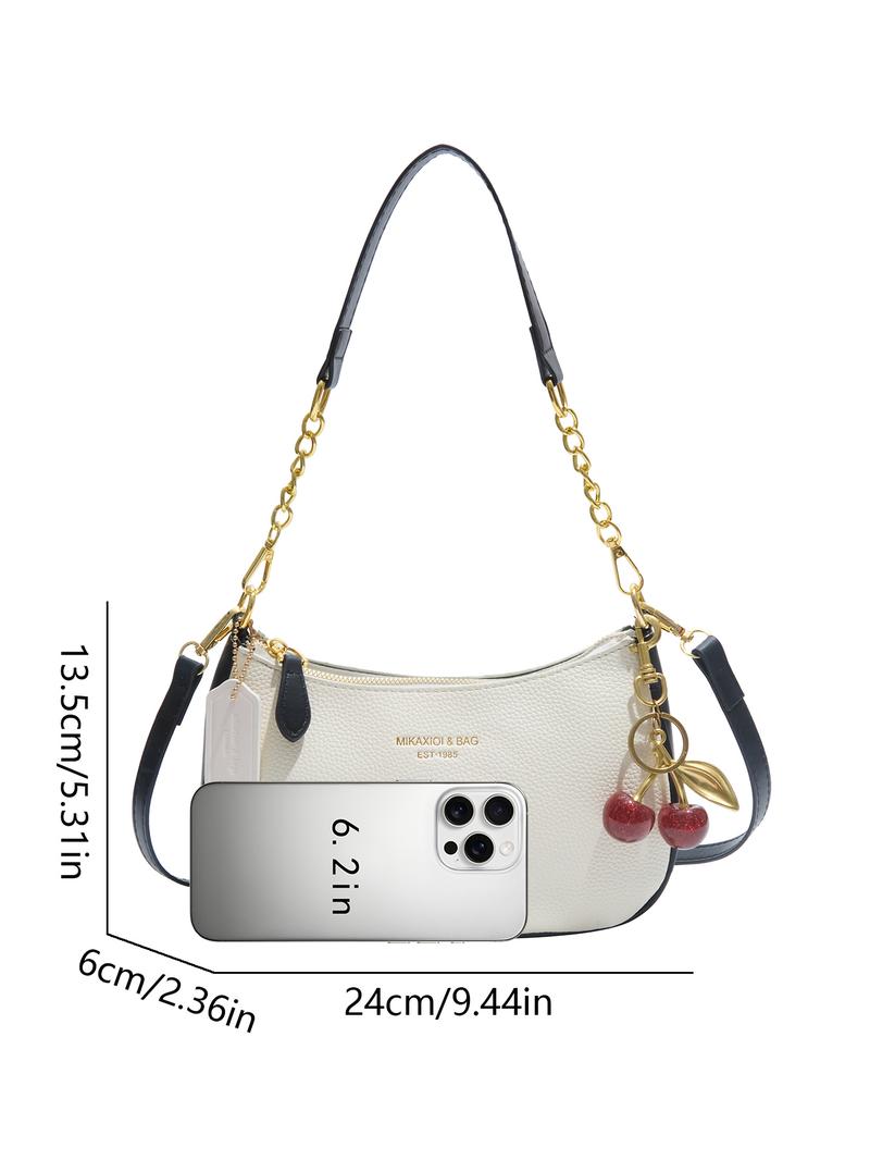 Minimally designed single shoulder armpit bag, simple and casual multifunctional texture single shoulder bag, personal metal chain strap exquisite single shoulder bag, Handbag Shoulder Bag, suitable for daily travel, shopping, dating, etc.