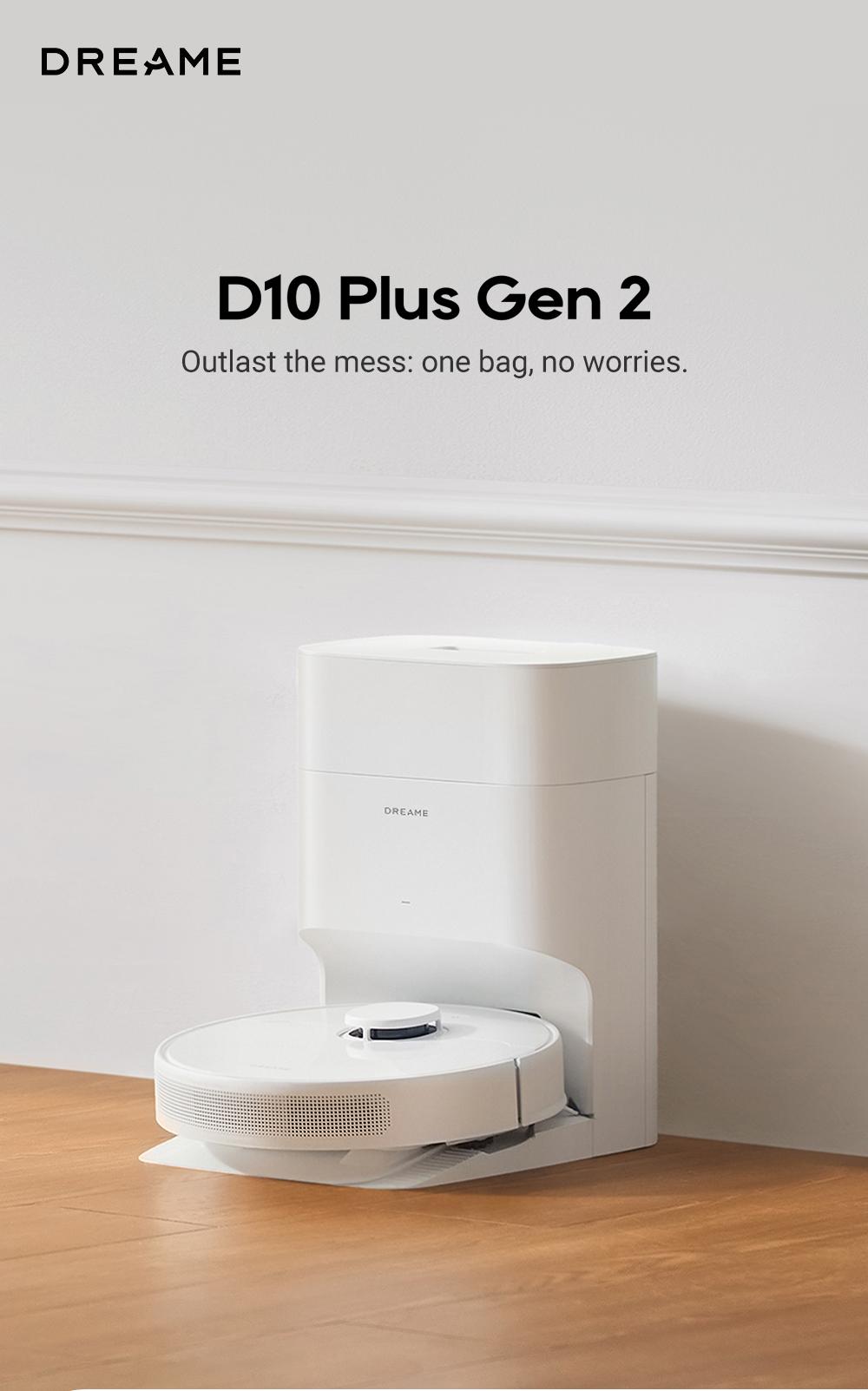 DREAME D10 Plus Gen 2 Robot Vacuum and Mop with Self-Emptying Base for 90 Days of Cleaning, 6000 Pa Suction and LiDAR Navigation, Obstacle Avoidance, Wi-Fi Connected