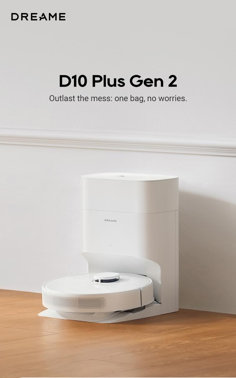 DREAME D10 Plus Gen 2 Robot Vacuum and Mop with Self-Emptying Base for 90 Days of Cleaning, 6000 Pa Suction and LiDAR Navigation, Obstacle Avoidance, Wi-Fi Connected